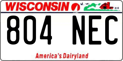 WI license plate 804NEC