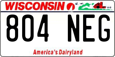 WI license plate 804NEG