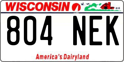 WI license plate 804NEK