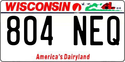 WI license plate 804NEQ