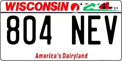WI license plate 804NEV