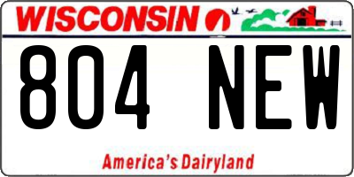 WI license plate 804NEW