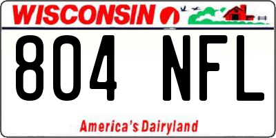 WI license plate 804NFL