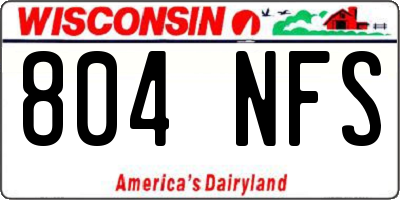 WI license plate 804NFS