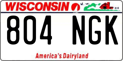 WI license plate 804NGK