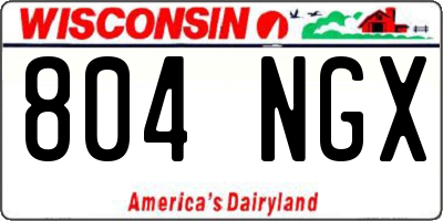 WI license plate 804NGX