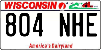 WI license plate 804NHE