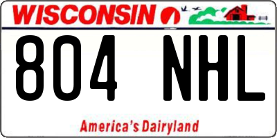 WI license plate 804NHL