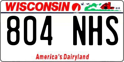 WI license plate 804NHS