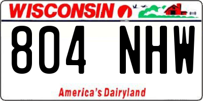WI license plate 804NHW