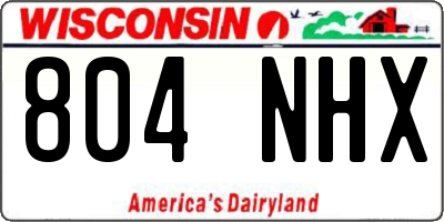 WI license plate 804NHX