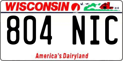 WI license plate 804NIC