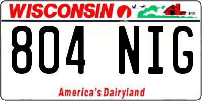 WI license plate 804NIG
