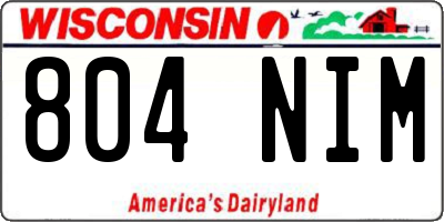 WI license plate 804NIM