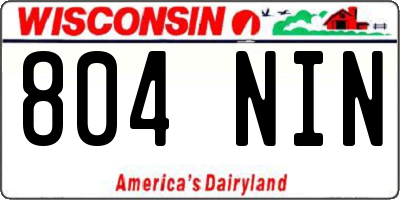 WI license plate 804NIN