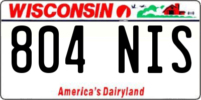 WI license plate 804NIS