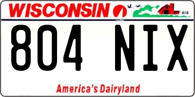 WI license plate 804NIX