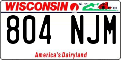WI license plate 804NJM