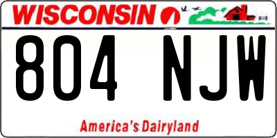 WI license plate 804NJW