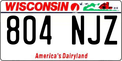 WI license plate 804NJZ