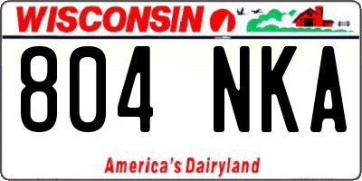 WI license plate 804NKA
