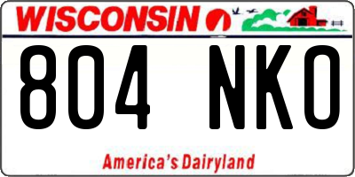 WI license plate 804NKO