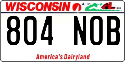WI license plate 804NOB