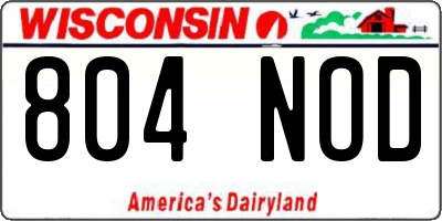 WI license plate 804NOD