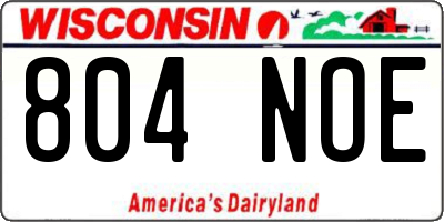WI license plate 804NOE