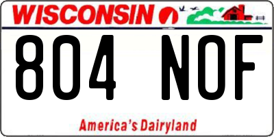 WI license plate 804NOF