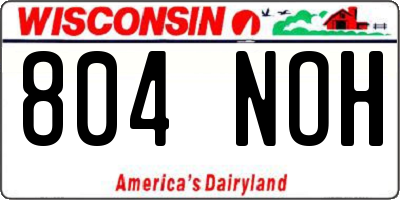 WI license plate 804NOH