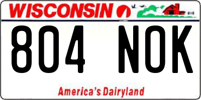 WI license plate 804NOK