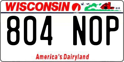 WI license plate 804NOP