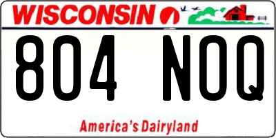 WI license plate 804NOQ