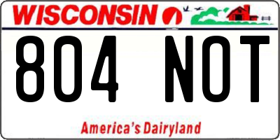 WI license plate 804NOT