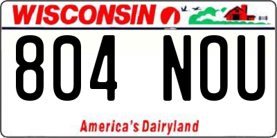 WI license plate 804NOU
