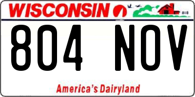WI license plate 804NOV