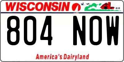 WI license plate 804NOW