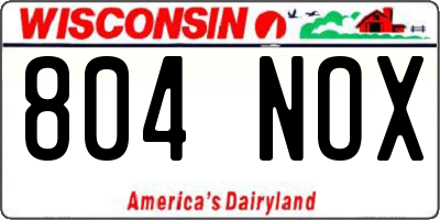 WI license plate 804NOX