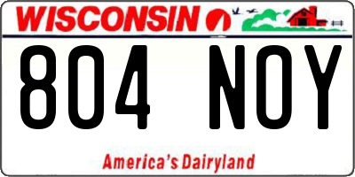 WI license plate 804NOY