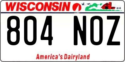 WI license plate 804NOZ