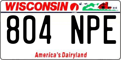 WI license plate 804NPE