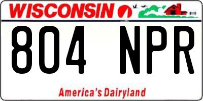WI license plate 804NPR