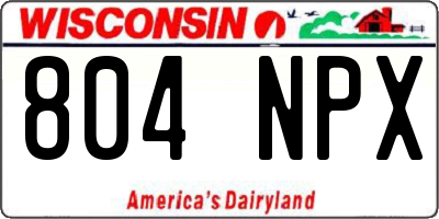 WI license plate 804NPX