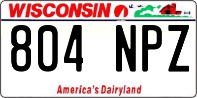 WI license plate 804NPZ