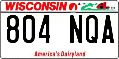 WI license plate 804NQA