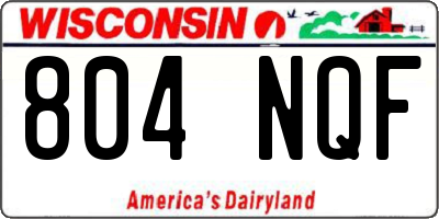 WI license plate 804NQF