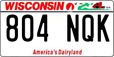 WI license plate 804NQK