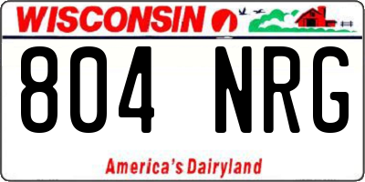 WI license plate 804NRG