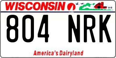 WI license plate 804NRK
